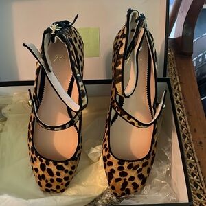 New in box. Size 7, Jcrew calf hair Mary Jane’s